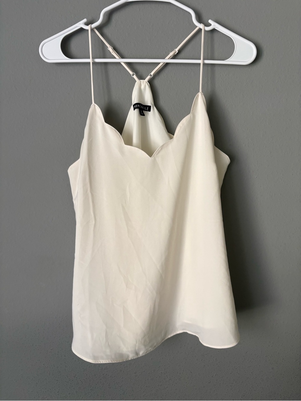 J.Crew Mercantile Ivory Scalloped T-Back Cami Tank Top Size 8